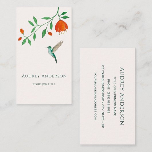 White-chested Emerald Hummingbird Business Card 名刺 (正面/裏面)