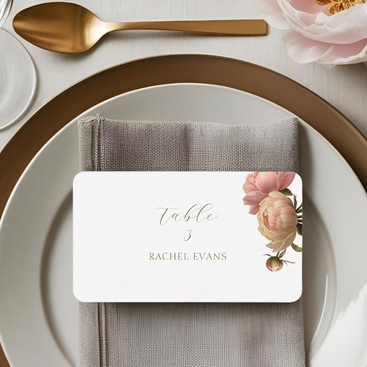 White | Chic Blush Rose Wedding Place Cards プレイスカード