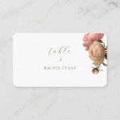 White | Chic Blush Rose Wedding Place Cards プレイスカード (正面)