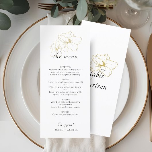 White | Chic Faux Gold Floral Wedding  メニュー
