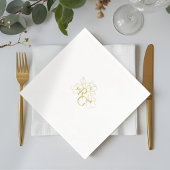 White | Chic Faux Gold Monogram Wedding  スタンダードカクテルナプキン