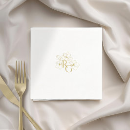 White | Chic Faux Gold Monogram Wedding  スタンダードカクテルナプキン