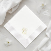 White | Chic Faux Gold Monogram Wedding  縁ありカクテルナプキン