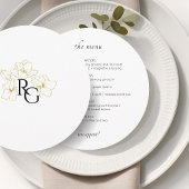 White | Chic Floral Monogram Wedding Flat Menu メニュー
