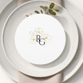 White | Chic Floral Monogram Wedding Flat Menu メニュー