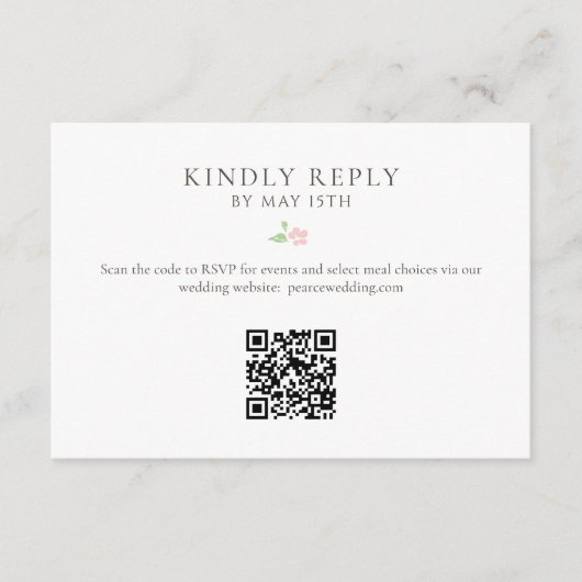 White | Chic Floral QR RSVP Response Card (正面)