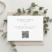 White | Chic Floral QR RSVP Response Card
