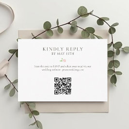 White | Chic Floral QR RSVP Response Card