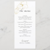 White | Chic Floral Wedding Flat Menu メニュー (正面)