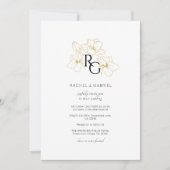 White | Chic Monogram Wedding Invitation Card セーブザデート (正面)