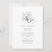 White | Chic Monogram Wedding Invitation Card セーブザデート (正面)