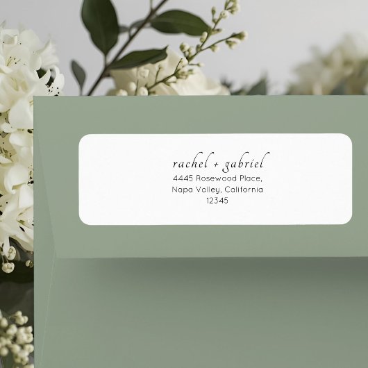 White | Chic Simple Clean Wedding ラベル