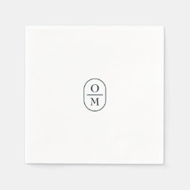 White | Chic Typography Minimal Monogram Wedding スタンダードカクテルナプキン