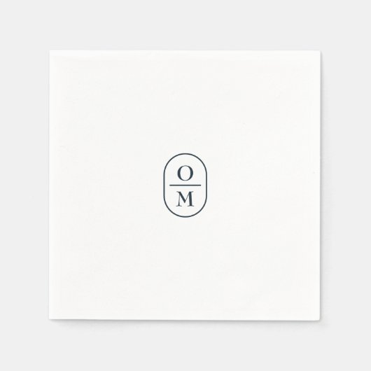 White | Chic Typography Minimal Monogram Wedding スタンダードカクテルナプキン (正面)