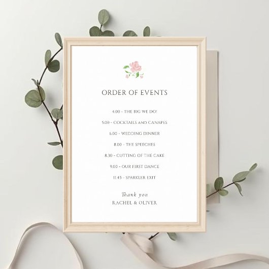 White | Chic Wedding ORDER OF EVENTS Poster ポスター