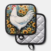 White Chicken and Sunflowers 鍋敷き (正面/裏面)