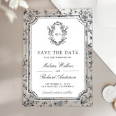White Chinoiserie Crest Wedding Save the Date アクリル招待状