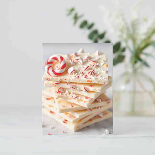 White Chocolate Candy Cane Peppermint Bark Recipe ポストカード (スタンド正面)