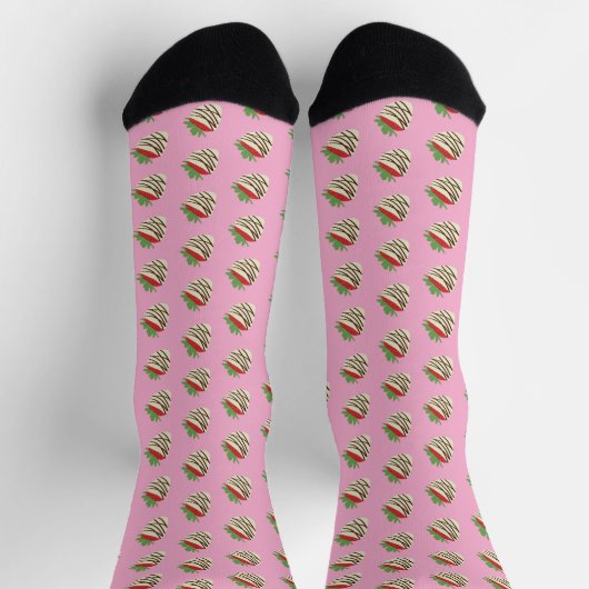 White Chocolate-Covered Strawberry Pink Socks ソックス (上部)