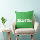 White CHRISTMAS Bold Text On Festive Bright Green クッション (椅子)