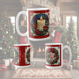 White Christmas Candle Customizable コーヒーマグカップ