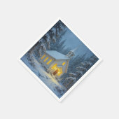 White Christmas Chapel In Winter Pines スタンダードカクテルナプキン (角)
