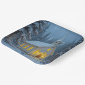 White Christmas Chapel In Winter Pines ペーパープレート (傾斜あり)