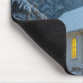 White Christmas Chapel In Winter Pines マウスパッド (コーナー)