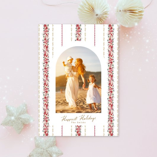 white christmas floral シーズンカード