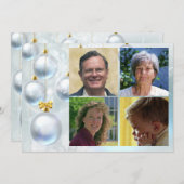 White Christmas Ornaments and Four Photos シーズンカード (正面/裏面)