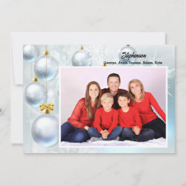 White Christmas Ornaments personalize with Photo シーズンカード