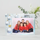 White Christmas Ornaments personalize with Photo シーズンカード (スタンド正面)