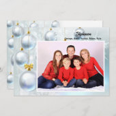 White Christmas Ornaments personalize with Photo シーズンカード (正面/裏面)
