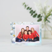 White Christmas Ornaments personalize with Photo シーズンポストカード (スタンド正面)