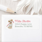 White Christmas Puppy in a Scarf address label ラベル (インサイチュ)