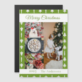 White Christmas Tree Photo Collage Magnetic Card (正面/裏面)