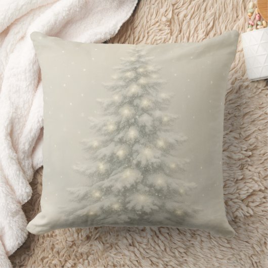 White Christmas Tree Throw Pillow クッション (ブランケット)