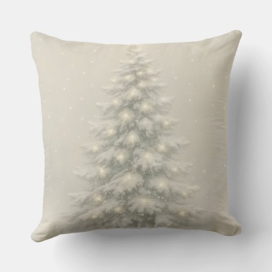 White Christmas Tree Throw Pillow クッション (裏面)