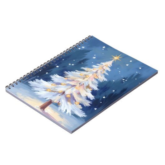 White Christmas Tree Winter Snow ノートブック (左側)