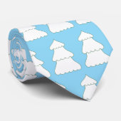 White Christmas Trees Outlined in Green, Blue Ties ネクタイ (ロール)