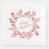 White Christmas Wreath Napkin – Holiday Table Deco (正面)