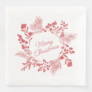 White Christmas Wreath Napkin – Holiday Table Deco