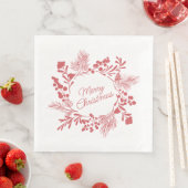 White Christmas Wreath Napkin – Holiday Table Deco (インサイチュ)