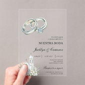 White church with ring Spanish Wedding アクリル招待状 (インサイチュ (ポータブル))