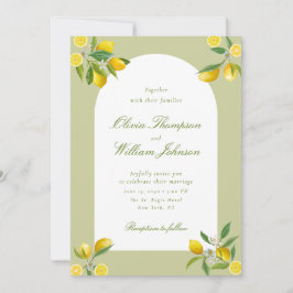 White Citrus Green Lemon Wedding Invitation 招待状