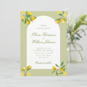 White Citrus Green Lemon Wedding Invitation 招待状 (スタンド正面)