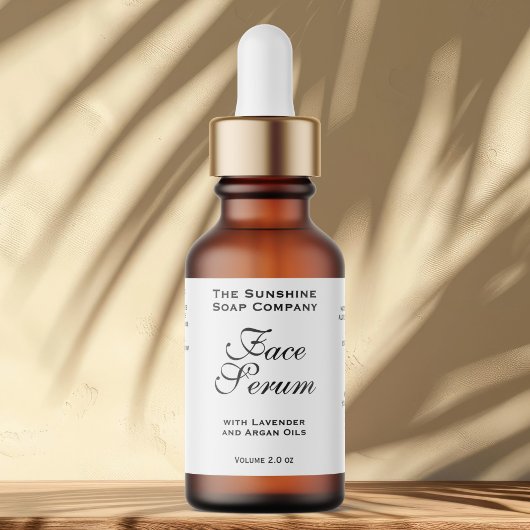 White Classic Face Serum Dropper Bottle Label ラベル