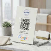 White Clean Google Review QR Code Logo 台座サイン