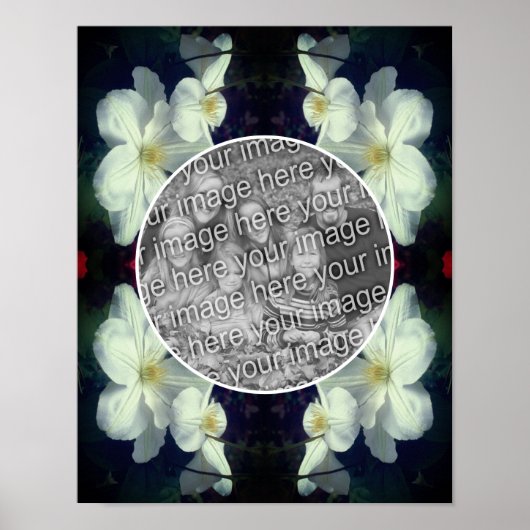 White Clematis Flowers Frame自分の写真を作成 ポスター (正面)