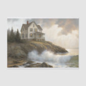 White Cliffside House At Sea Decoupage 薄葉紙 (正面)